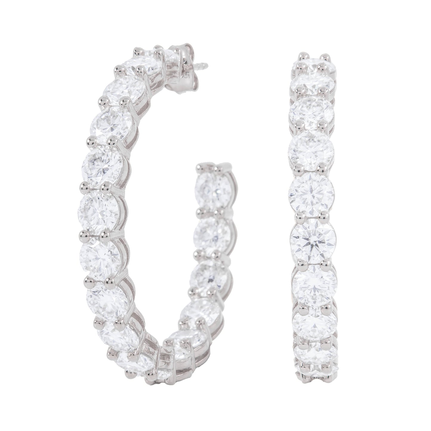 4MM Moissanite Eternity Hoop Earrings in Sterling Silver