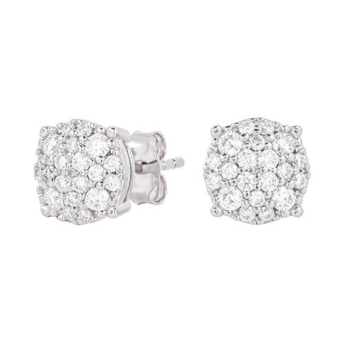 8MM Pave Set Moissanite Stud Earrings in Sterling Silver