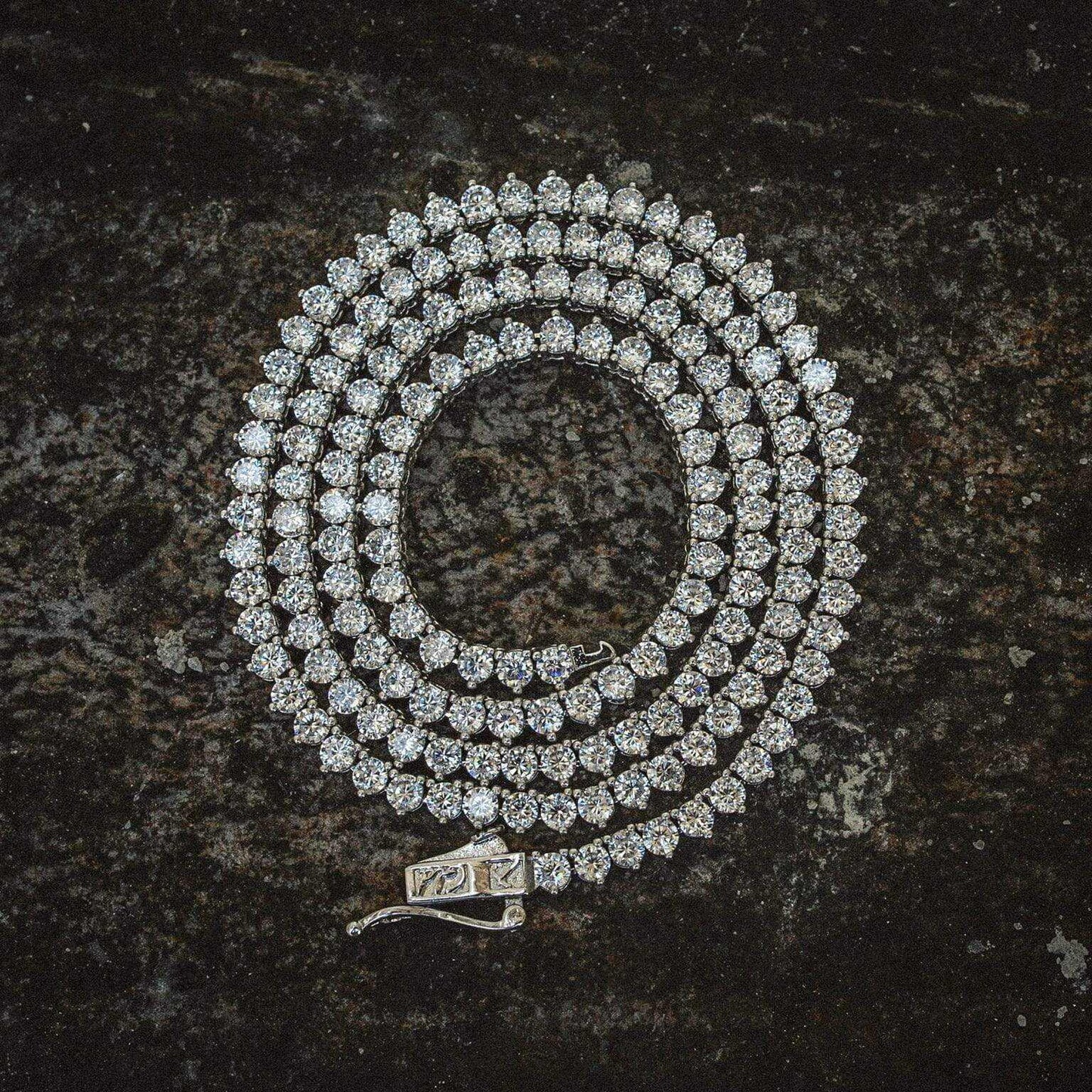 3 Prong Tennis Chain in White Gold