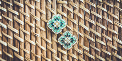 Beautiful Vintage Green and Pearl Stud Earrings
