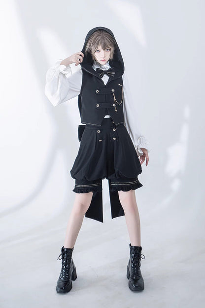 Black Anxious Rabbit Ouji Fashion Gothic Lolita Bowknot Tail