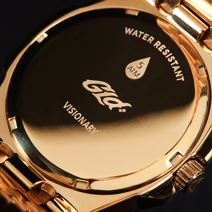 39MM Visionary Moissanite Fully Iced Case & Steel Band Watch - Yellow Gold