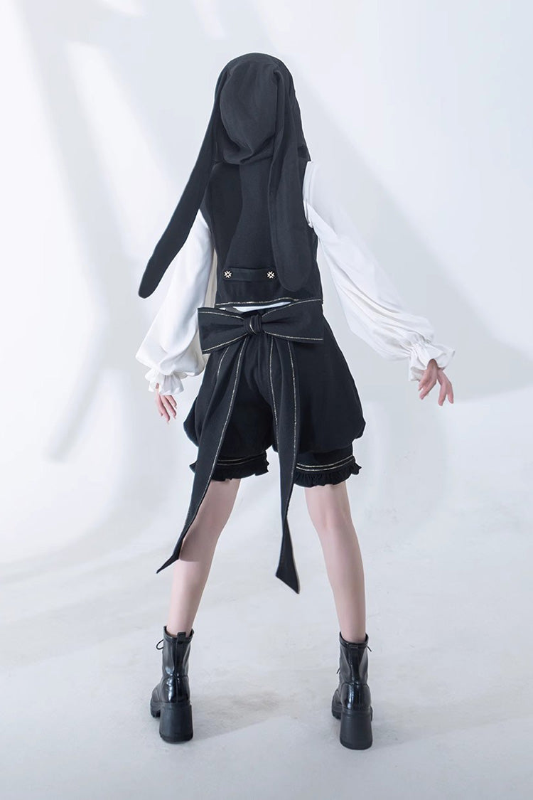 Black Anxious Rabbit Ouji Fashion Gothic Lolita Bowknot Tail